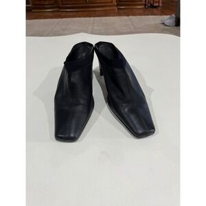 Sesto Meucci Black Leather Square Toe Mule Heels Made in Italy Womens 8.5 C